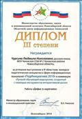 Диплом 3 степени областного конкурса «ПедИнициатива 2010»